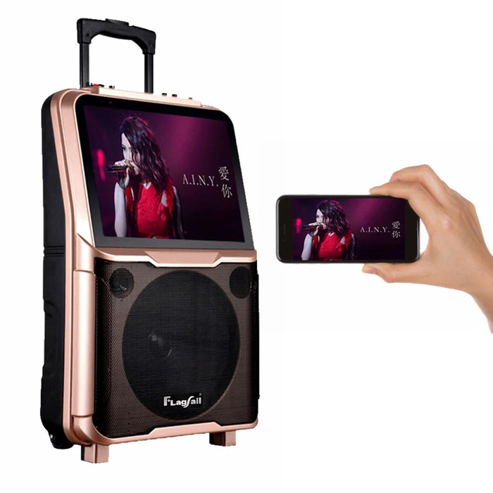 OEM 2023 new trend 10 Inch tv video audio Party Trolley Karaoke Player Partybox Speaker with wireless microphone