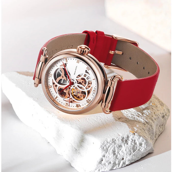 Seagull Fashion Women's Watch Leather Strap Waterproof Automatic Full Hollow Mechanical For Women Watch 811.11.6002