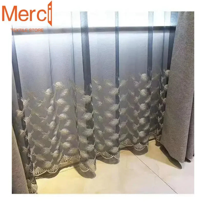 European Style Curtains for Living Dining Room Bedroom Cashmere Hollow Embroidered tulle Fabric High Shading Customized Luxury