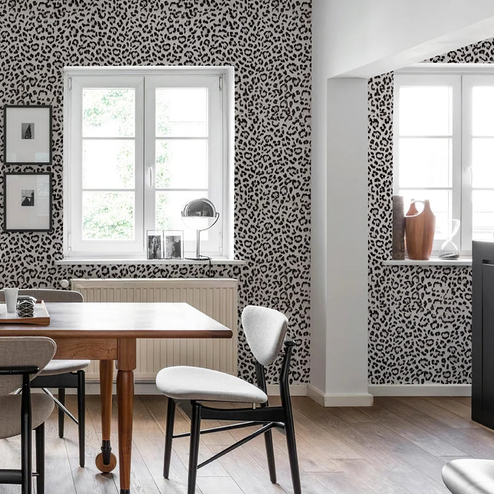 Black And White Leopard Wallpaper Peel Snd Dtick Retro Leopard  Cabinet Sticker Elegant PVC Waterproof  Kitchen Bathroom Decor