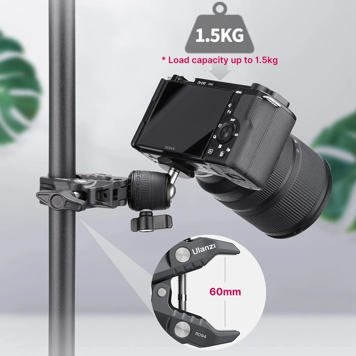 Ulanzi R099 Camera Super Clamp Mount with 360° Adjustable Mini Ball Head Magic Arm 1/4 Screw for DSLR Rig Monitor Motorcycle