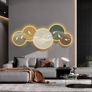Fish gather wealth living room decoration lamp painting silent wind abstract texture bedroom mural sofa background wall hanging