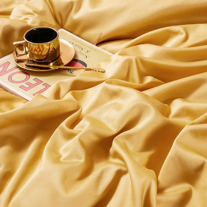 Weisdin yellow color 100% cotton bedding sheet sets luxury bed set duvet cover flat sheet home textile pillow case cover