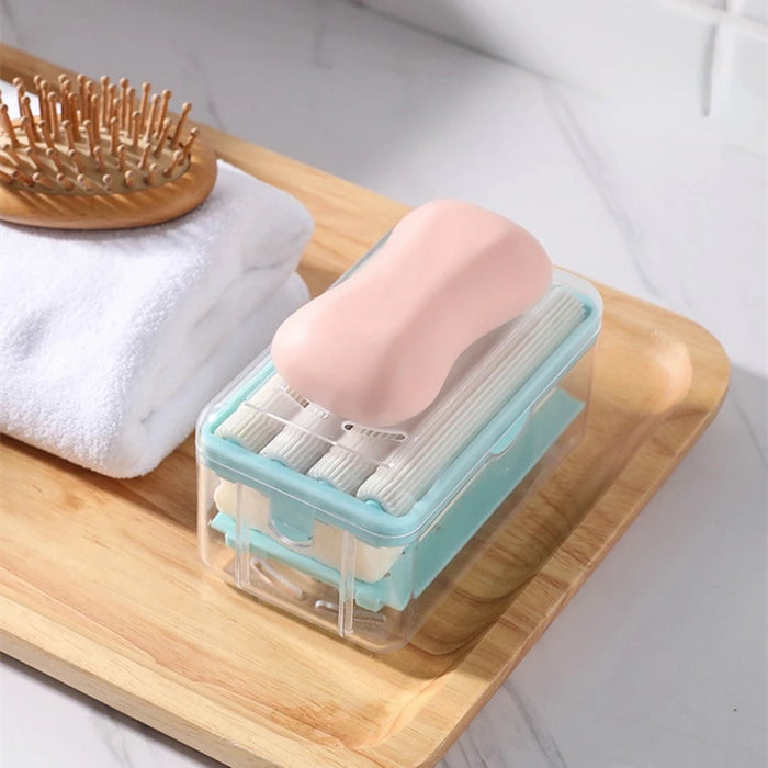 Hand Rub-free Foaming Soap Box Bathroom Drain Tray Travel Wash Clothes Get Blisters Container Multifunctional Portable Soap Dish