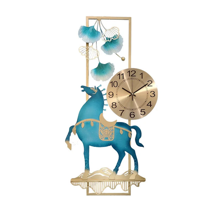 Light Luxury Peacock Wall Clocks Iron Art Hollowed Chinese Style Out  Horse Living Room Wall Watch Mute Household Wall Clocks