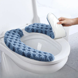 Toilet Seat Cover in Winter Four Seasons General Household Bathroom Attachment Washable with Thick Pile Toilet Seat Mat Sticker