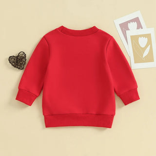 2023-10-17 Lioraitiin 0-3Y Toddler Baby Girl Valentines Day Outfit Letter Print Crewneck Sweatshirt Pullover Sweater Shirt