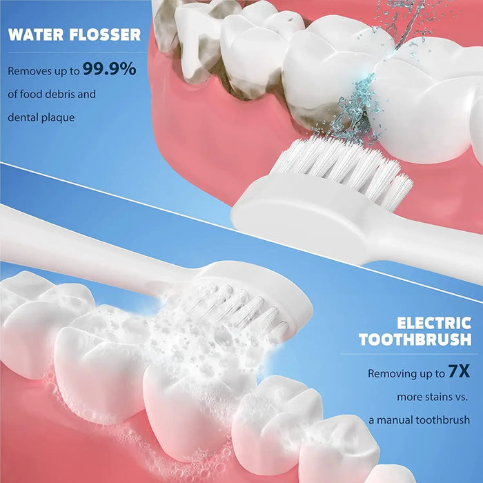 Electric Toothbrush With Water Flosser Combo In One Rechargeable Sonic Flossing Toothbrush With 3 Teeth Cleansing Ways