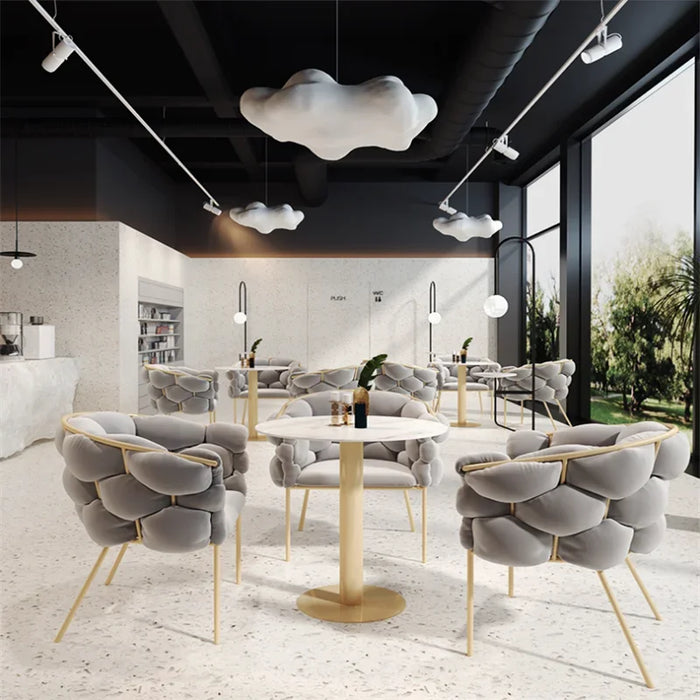 Nordic Negotiation Reception Desk and Chair,Office Meeting Milk Tea Shop Commercial Sales Combination Small Round Table