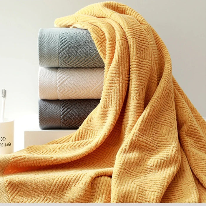 3Pcs/Pack Long-Staple Cotton Bath Towel Face Towel Set Solid Soft Quick-dry Bath Towels Beige Gray Yellow Beach Towel