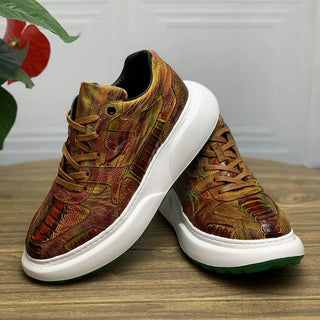 BATMO 2023 new arrival Fashion ostrich skin causal shoes men,male Genuine leather sneakers PDD165