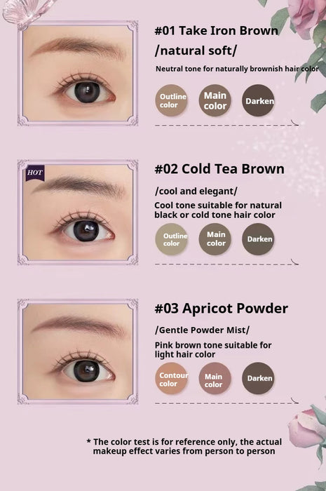 Flower Knows Midsummer Night Eyebrow Powder With Three Delicate Colors Natural Three-dimensional Color Long-lasting