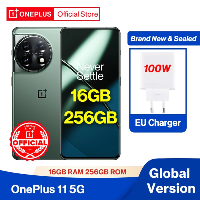 OnePlus 11 5G Global Version 16GB 256GB Snapdragon 8 Gen 2 2K 120Hz AMOLED Display 100W Charge 5000mAh NFC