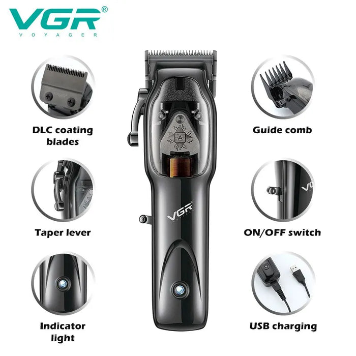 VGR Hair Clipper Professional Hair Cutting Machine Cordless Hair Trimmer Electric Barber Haircut Trimmer for Men V 653