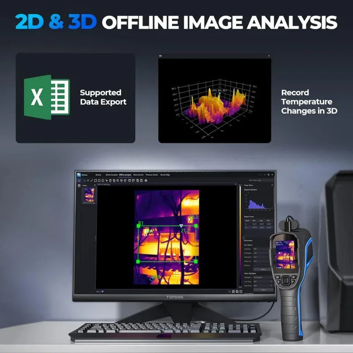 TC004 Thermal Imaging Camera, 256 x 192 IR High Resolution 12-Hour Battery Life Handheld Infrared Camera with PC Analysis and Vi