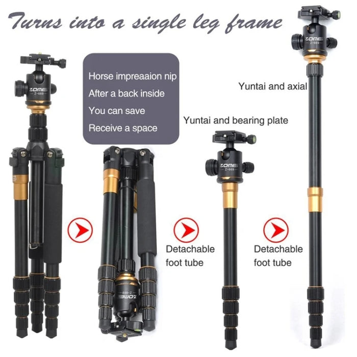 ZOMEI Z699 Portable Professional Travel Aluminium Material Tripod Monopod with Ball Head for Digital Camera Camera Stand Tripod