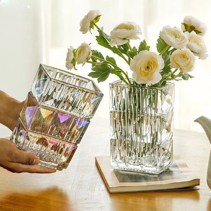 Creative Vases Decoration Home Living Room Flower Arrangement Glass Transparent Light Luxury Water Raised Rose Lily Flowers Vase