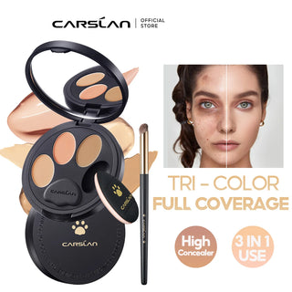 CARSLAN Flxible Tri-Color Concealer Full Coverage Concealing Dark Circles Corrector Moisturizing High Coverage Makeup Base