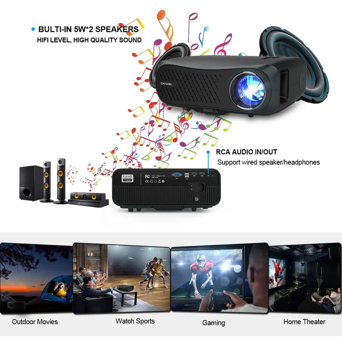 Full HD 1080P Projector 4K 12500Lumens Cinema Proyector Beamer Android WiFi Blue tooth hd VGA AV USB with gift