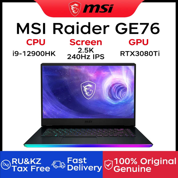 MSI Raider GE76 Gaming Laptop 17.3 Inch 2.5K 240Hz IPS Screen Notebook i9-12900HK 32GB 2TB RTX3080Ti Laptop Computer Netbook