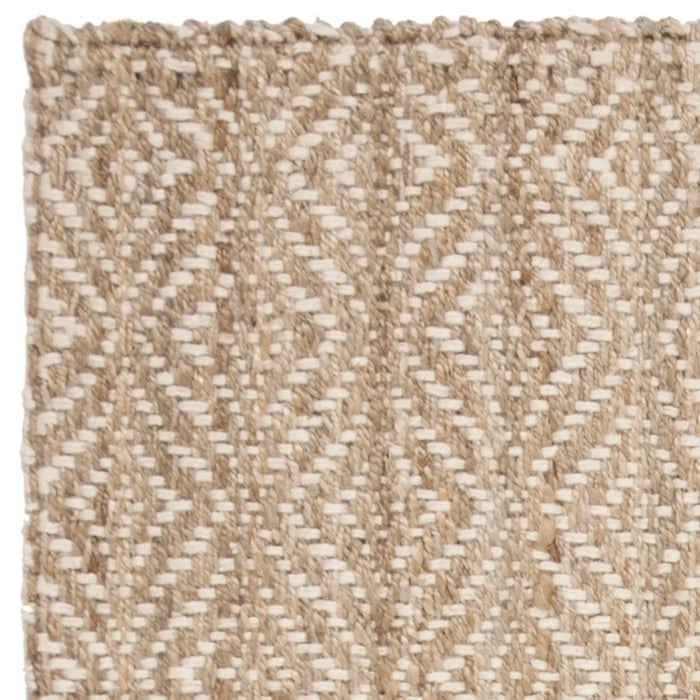 Natural Fiber Gervase Braided Diamonds Jute Runner Rug, Natural/Ivory, 2'3" x 8'