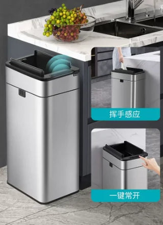 Intelligent induction trash can for household use with lid, toilet, kitchen, living room, office, automatic packaging of large t