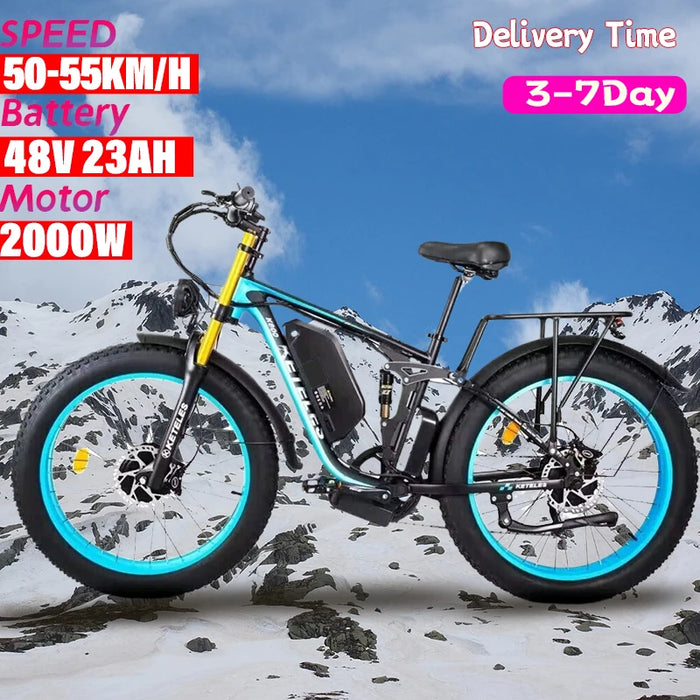 K800-2000W/48V23AH/18ah EBike 26X4.0 Inch Electric Bike Dual Motor Two Wheel Drive Battery Off-Road Fat Tire  Electric Bicycle