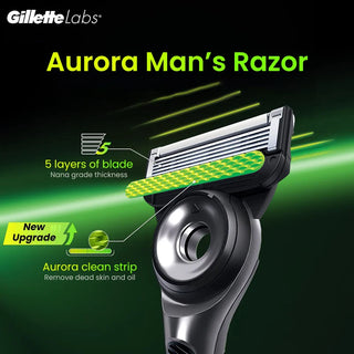 Gillette Labs Razor Aurora Series Flexdisc 5-Layer Induction Blade Sharp Beard Shaving Razor for Men with Stand
