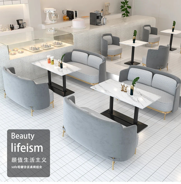 Business Negotiation Dessert Milk Tea Shop Table and Chair Set Western Restaurant Leisure Bar Double Seater Coffee Shop Sofa