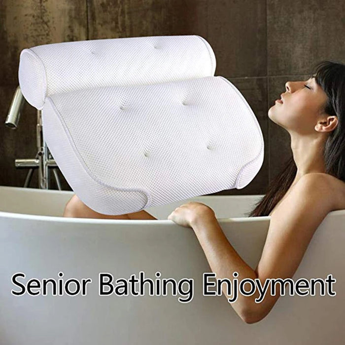 Spa Non-Slip Bath Pillow Cushioned Bath Tub Spa Pillow Bathtub Head Rest Pillow With Suction Cups For Neck Back Bathroom Supply