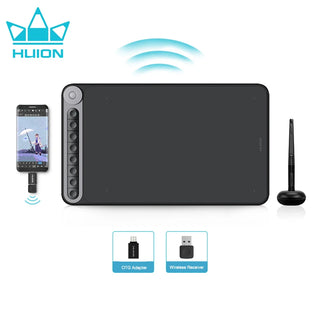 HUION Graphics Tablet Q620M Wireless Drawing Tablet 10.5*6.56 Inch Dial Controller Digital Pen Support Android Linux MacOS