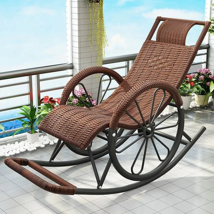 Recliner balcony sleeps rattan chair outdoor waterproof sunscreen rocking indoor back household