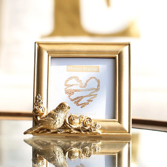 Royal Court Bird and Flower Resin Photo Frame Simple Household Decoration Crafts Embossed Luxury Gold Creative Picture Frame New