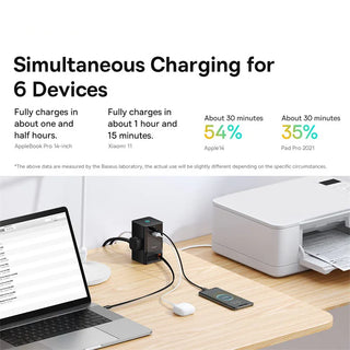 Baseus 65W GaN Fast Charger Digital Desktop Power Strip Touch Control 3AC Sockets APP Remote Control For iPhone15 Samsung Tablet