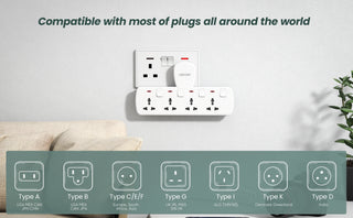 LENCENT Multi Plug Extension Socket with 4 Universal AC Outlets 3250W 13A Extension Plug Adapter with Switch for Home Office
