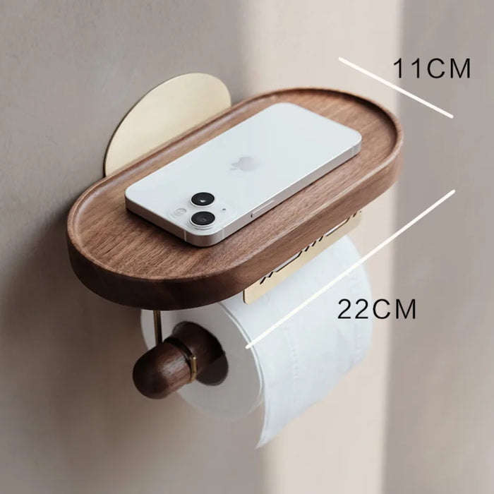 No Hole Toilet Paper Holder Retro Walnut Paper Holder Kitchen Household Wall Hanging Paper Towel Storage Box Wc Accessories