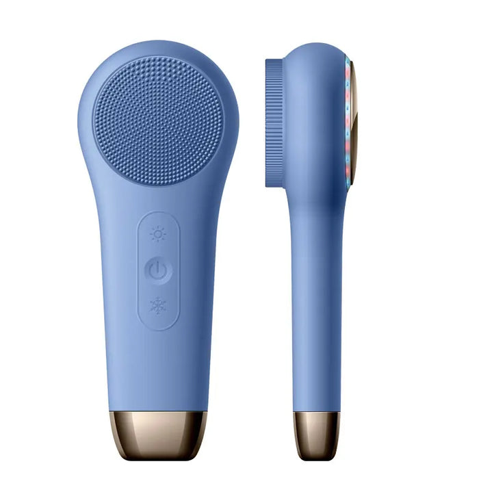 Double Side Face Massager LED Therapy Heat Cool Compress Sonic Silicon Electric Face Cleansing Brush