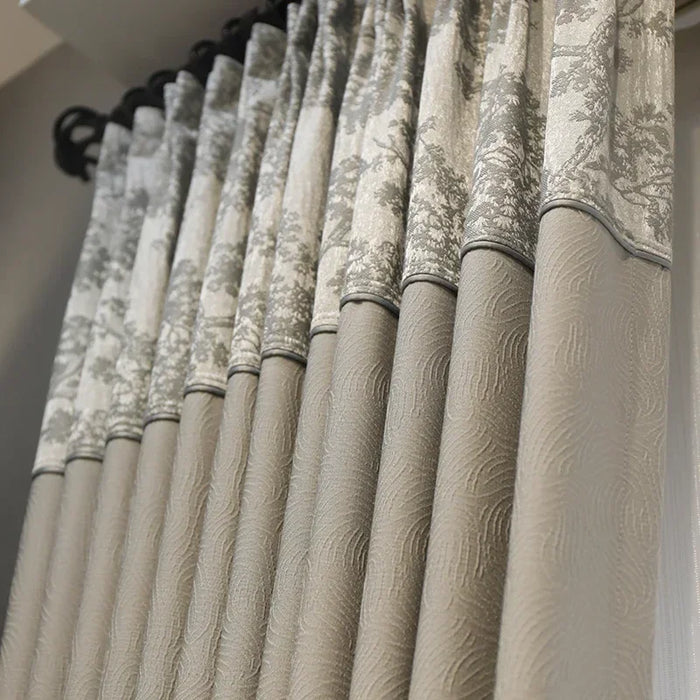 Modern simple Blackout New Light Luxury Curtain French Gray Jacquard Curtains for Living Dining room Bedroom Tulle Custom