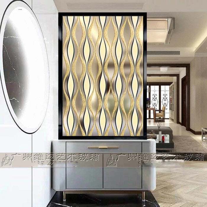 European art glass living room screen doorway shoe cabinet bathroom partition modern simple light extravagant wave pattern