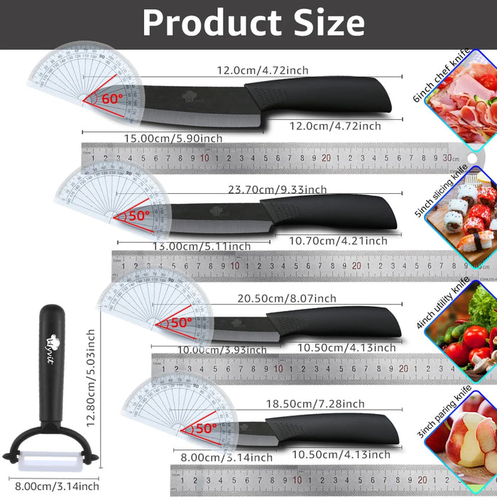 Ceramic Knives Kitchen knives Set 3 4 5 6 inch Chef knife Cook Set Chef Utility Slicer Vegetable Peeler White Zirconia Blade