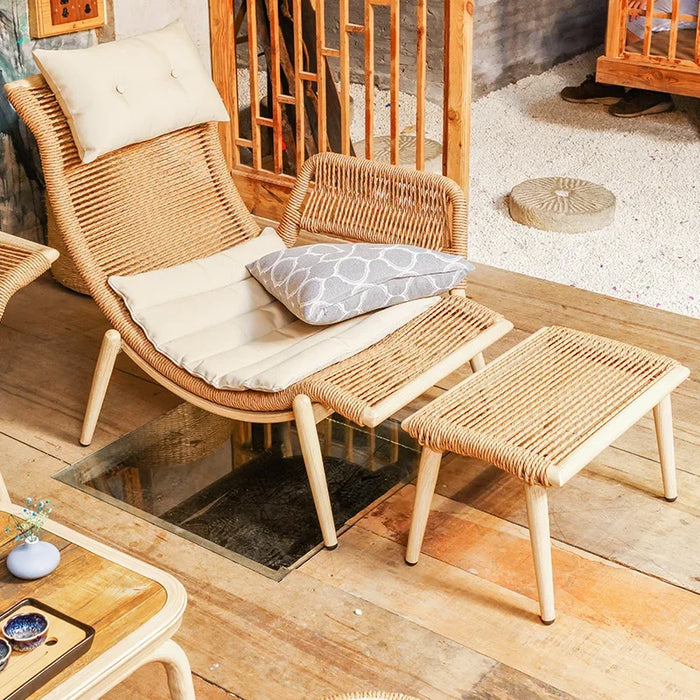 Outdoor sofa rattan woven waterproof sunscreen rattan chair courtyard outdoor recliner leisure chair sunlight room furniture