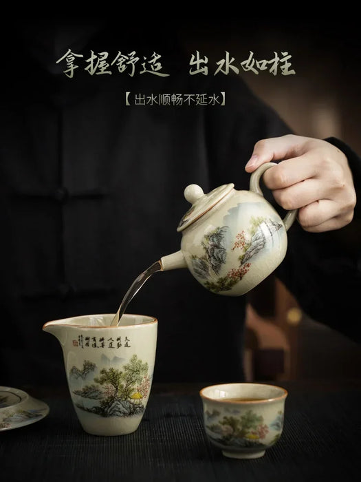 Lao Tao Ni Kung Fu Tea Set, Household Ceramic Tea Pot, Tea Cup