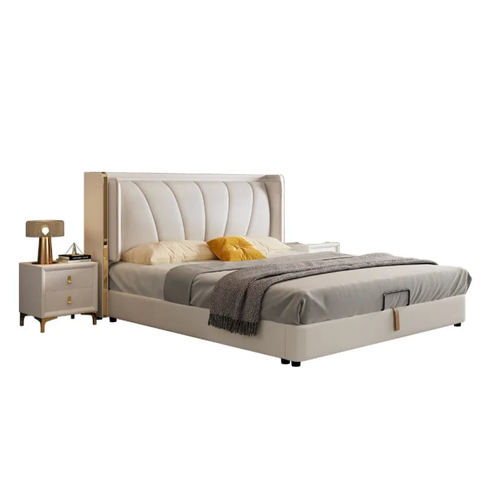 bed Modern simple and luxurious   back soft bag rental room double  can store the leather  of the master room