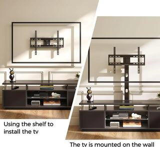 Rolanstar TV Stand with Mount and Power Outlet 51.2", Swivel TV Stand Mount for 32/45/55/60/65/70 inch TVs