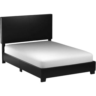 California King Black Upholstered Panel Bed,Batch Bed Frame
