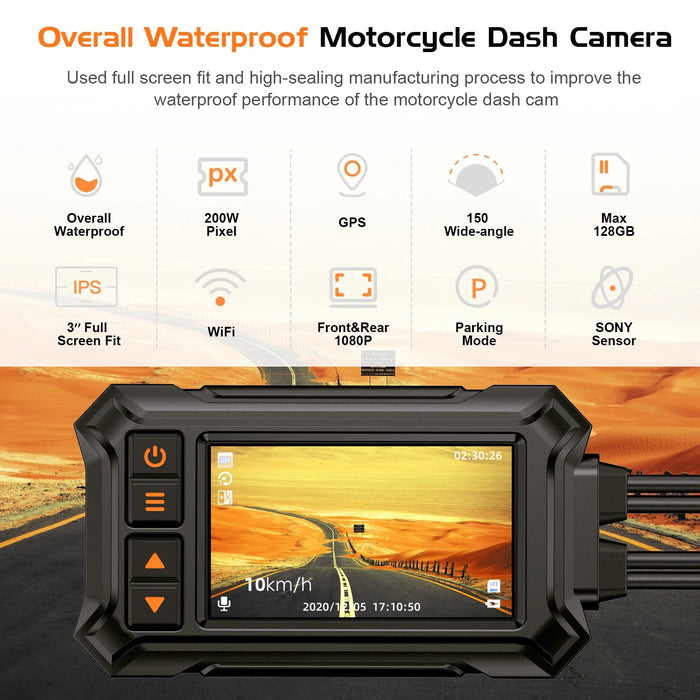 Motor Dash Cam Remote Controller Dual 1080P 30FPS Dual Lens DVR Waterproof Motorcycle Dash Camera