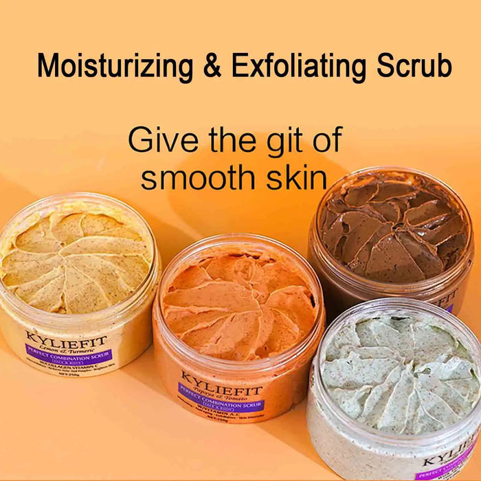 KYLIEFIT Natural Exfoliating Salt Body and Face Scrub, Helps with Moisturizing Skin, Dark Spots, Cellulite, Dead Skin, Wrinkles