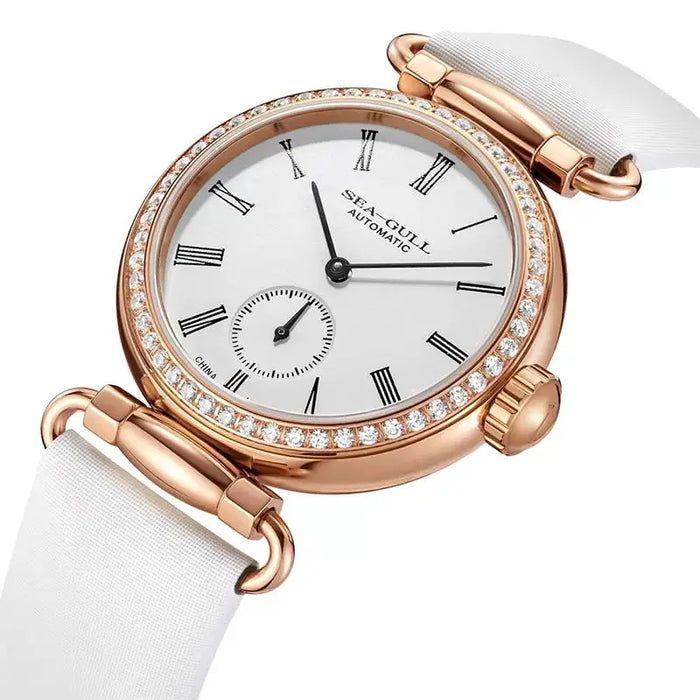 Seagull Women Watches Simple Roman Calendar Women's Mechanical Watch Fashion Leather Belt Ladies Clock 813.11.6065L