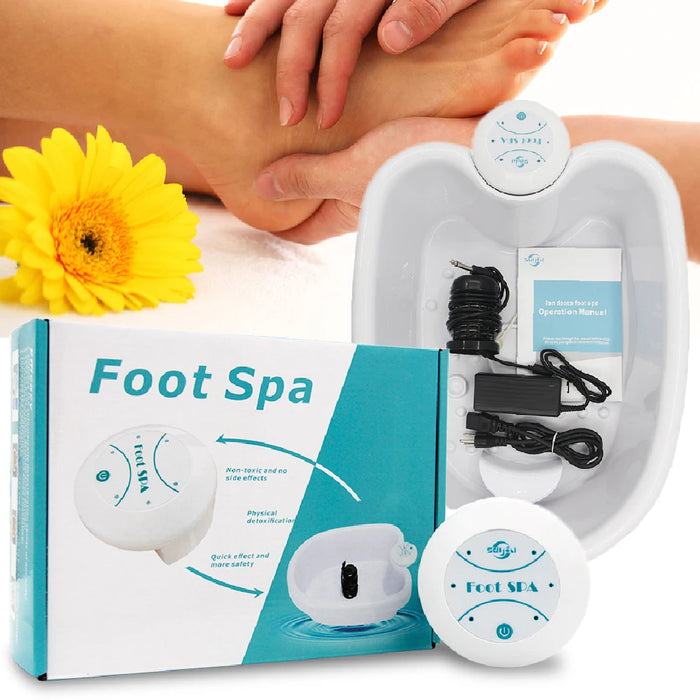 Detox Ion Electric Foot Spa Bath Massager Machine Mini FootBath Cleanse Footspa Vibrat Whirlpool Care Arrays Aqua Health Therapy