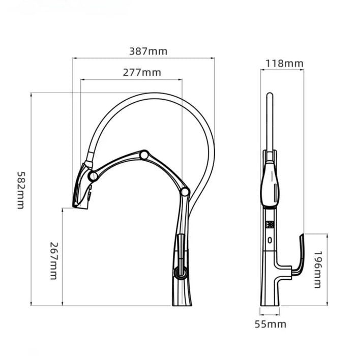 Digital Display Intelligent Pull-Out Kitchen Faucet Cold And Hot Sink Mixer Tap Gunmetal/Brushed Gold/Chrome